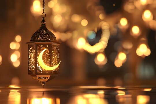 Ramadan kareem arabic lantern with candlelight. Muslim holiday, Islamic ramazan fasting on isolated transparent background.