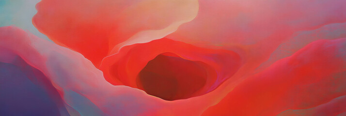 Poster - Bright scarlet rays spiral inward creating a captivating visual experience