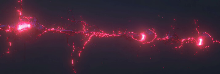 Poster - Stylized red bolts of energy streak across a dark background creating visual tension and dynamism