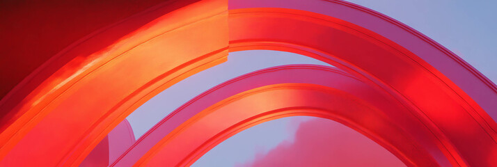 Poster - Twisted crimson arcs create a striking visual display in abstract artwork