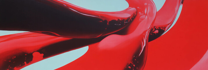 Poster - Crimson arcs twist and flow in an abstract display of color and movement