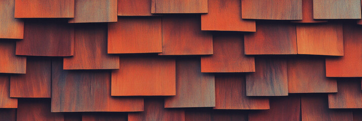 Wooden shingles with overlapping pattern showcasing rich texture and warm hues for backgrounds