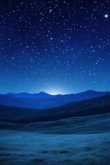 Wall Mural - Serene Night Sky Over Silhouette Mountains with Twinkling Stars