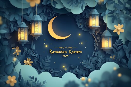 Ramadan background design colourful lantern lamp with dates and tasbih isolated on beige background, Islamic concept Ramadan and Eid Mubarak image