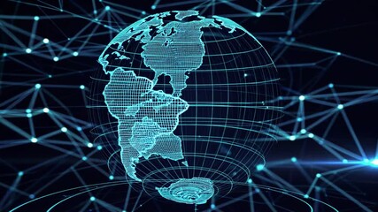 Poster - Digital Globe with Network Connections and Data Visualization Concept