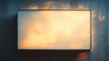 Wall Mural - Softly Textured Blank Billboard Mounted on Wall with Warm Glow