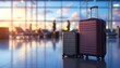 Travel Luggage at Airport Sunset