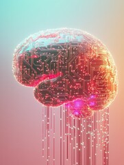 Poster - circuit ai brain on digital connection background. artificial intelligence and innovate concept. 3d 
