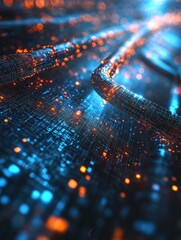 Aufkleber - Creative glowing big data block chain background. Cryptocurrency and software concept. 3D Rendering.