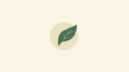 Wall Mural - Simple leaf graphic in circle, nature, illustration, minimalist design, for social media or website