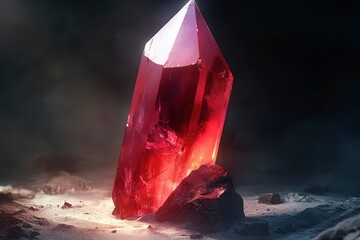 Wall Mural - a large red crystal with a blank background in a fantasy style