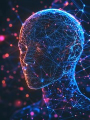 Poster - artificial intelligence illustration. abstract polygonal space. triangles with connecting dots and l
