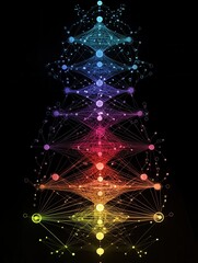 Wall Mural - abstract colorful business connection of lines from nodes it is connected to endless nodes and repre