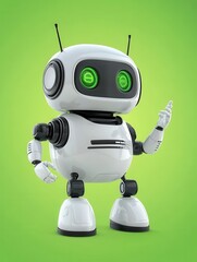 Poster - Chatbot Cute Robot Template Banner With Copy Space, Chatter Or Chatterbot Technical Support Chat Bot Service Concept Flat Vector Illustration