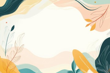 Fototapete - Flowing abstract lines capture the essence of gentle spring breezes in a serene pastel landscape. Generative AI