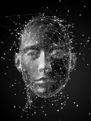 Poster - Artificial Intelligence illustration. Abstract polygonal space. Triangles with connecting dots and lines. Data transfer concepts in internet.
