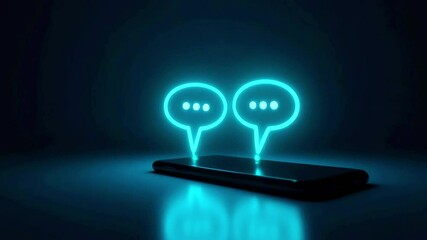 Holographic Messaging and Floating Icons in Futuristic Environment