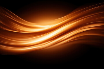 Poster - Flowing orange waves create a mesmerizing abstract design in a dark background