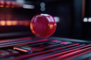 Poster - Floating vibrant orb in a futuristic environment with glowing elements