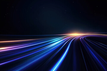 Poster - Colorful light trails create a dynamic sense of motion against a dark background