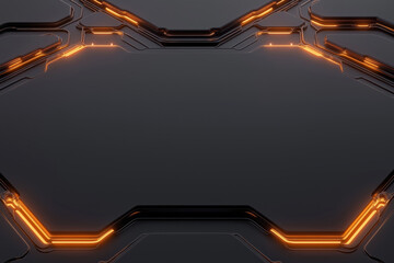 Poster - Futuristic panel with glowing orange lines in a sleek design requiring creative use