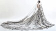 © faisal - Elegant Silver Wedding Gown with Intricate Embellishments