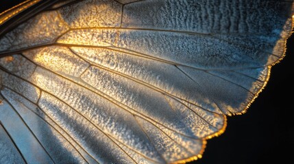 Wall Mural - Illuminated Insect Wing: A Macro Study of Nature's Intricate Design