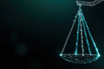 Poster - Digital representation of a weighing scale with glowing connections and particles