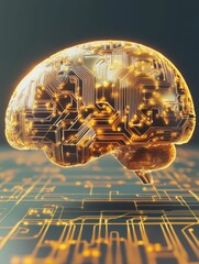 Poster - circuit ai brain on digital connection background. artificial intelligence and innovate concept. 3d 
