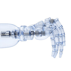 Poster - Futuristic Transparent Robotic Hand with Mechanical Joint Design