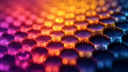 Poster - Colorful hexagonal pattern showcasing vibrant light and texture