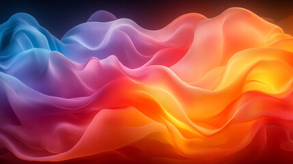 Poster - Colorful abstract fabric waves create a dynamic visual effect in a vibrant background
