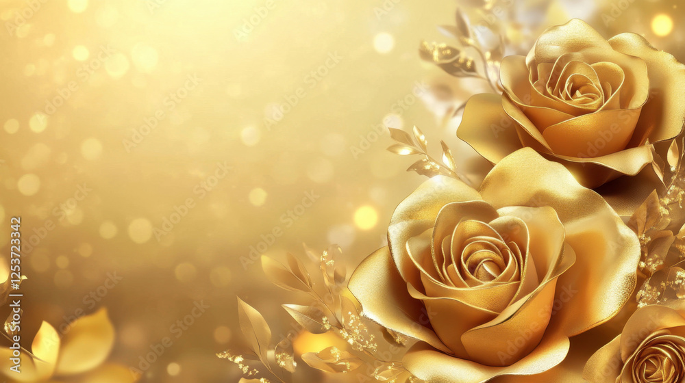 Classy Gold Roses Golden roses on a radiant gold background, exuding elegance and ...