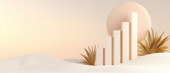 Poster - Business growth insights minimalistic environment digital illustration soft color palette conceptual view