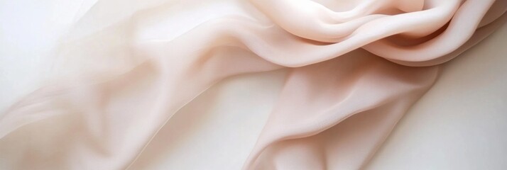 Leinwandbilder - Flowing silk fabric drapes gracefully on soft neutral background creating an elegant atmosphere for creative designs. Generative AI