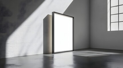 Aufkleber - A spacious modern and minimalist room filled with natural sunlight and a clean elegant monochrome design aesthetic  The room exudes a sense of tranquility simplicity and sophistication
