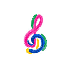 Poster - Vibrant Musical Clef with Colorful Swirls and Artistic Touches