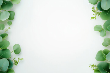 Poster - Fresh greenery arranged on a flat surface for a natural aesthetic background