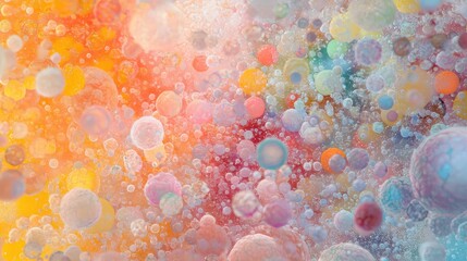 Poster - Magnified and Colorful Close-Up View of Bacterial Spores in Vibrant Background with Diverse Patterns and Textures