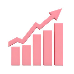 Poster - Pink Growth Chart Illustration with Upward Trend Indicator Arrow