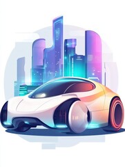 Poster - futuristic driverless automobiles. smart vehicles digital software. autonomous car, autonomous drivi
