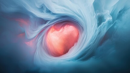 Poster - Captivating Swirling Portal Opening into a Vibrant Heart Shape with Ethereal Cloud Patterns