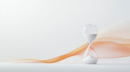 Poster - Artistic Representation of the Concept of Time with a Flowing Hourglass and Soft Color Waves