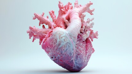 Poster - Soft Lit 3D Render of a Heart with Smooth Texture and Intricate Detail for Artistic and Medical Visualization