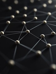 Wall Mural - Abstract network of interconnected pins on a black surface.