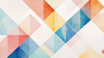 Poster - Abstract Geometric Pattern with Colorful Shapes on a Soft White Background for Creative Design Projects