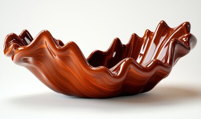 Wall Mural - Abstract brown wave bowl, studio shot, white background, home decor