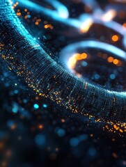 Aufkleber - Creative glowing big data block chain background. Cryptocurrency and software concept. 3D Rendering.