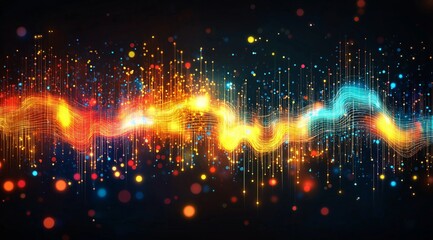 Fototapete - A beauty futuristic abstract background in a high-tech style. Shining lines and patterns resembling neural networks, connections, and digital circuits.