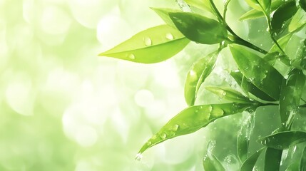 Poster - Closeup view of vibrant green foliage with lush healthy leaves in a natural outdoor environment  Concept of fresh thriving plant life ecology and the beauty of the natural world